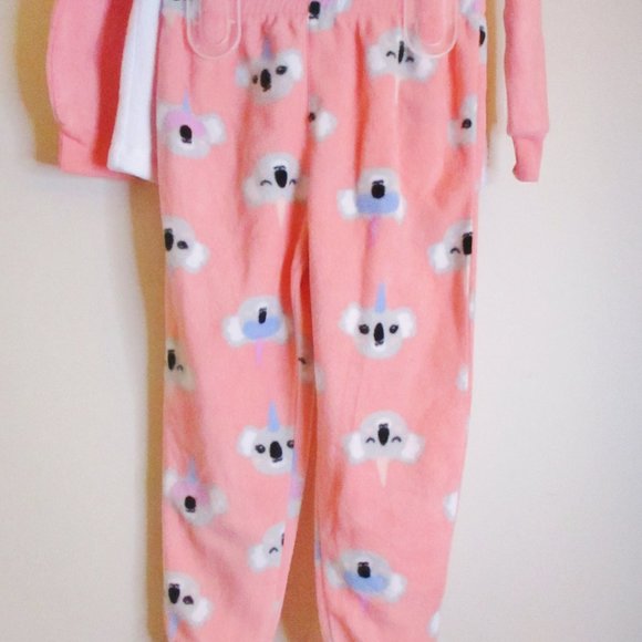 NWT!! Members Mark Girls 3 piece Fleece Pajama Set, Koala, Pink, Blue, Size 3T - Picture 5 of 12